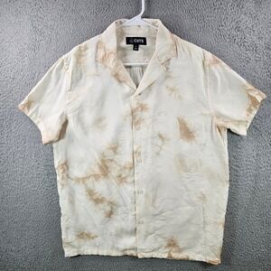 Cuts Mens Short Sleeve Camp Shirt Tie Dye Cream Brown‎ Size S